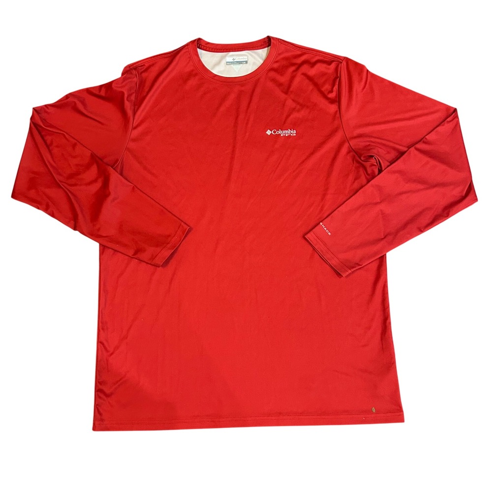 Columbia PFG Shirt Mens Red American Flag Fish Long Sleeve FM0260 Large